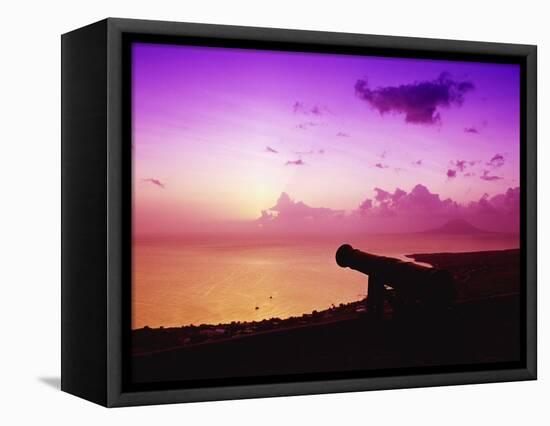 Lone Brimstone Hill Fortress Cannon at Sunset-Bob Krist-Framed Stretched Canvas