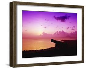 Lone Brimstone Hill Fortress Cannon at Sunset-Bob Krist-Framed Premium Photographic Print