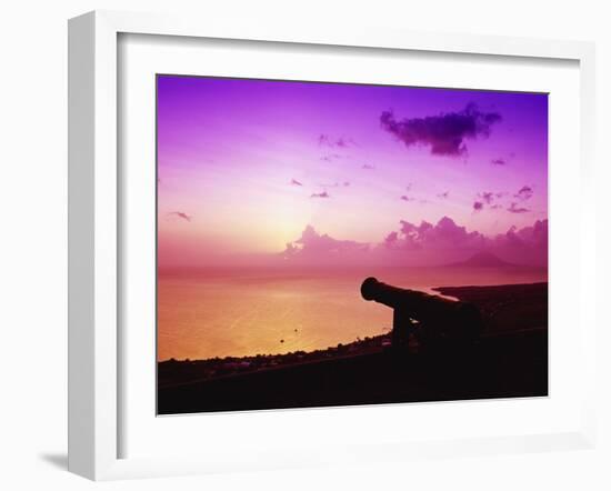 Lone Brimstone Hill Fortress Cannon at Sunset-Bob Krist-Framed Premium Photographic Print