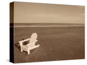Lone Chair on Empty Beach-null-Stretched Canvas