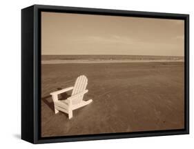 Lone Chair on Empty Beach-null-Framed Stretched Canvas