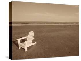 Lone Chair on Empty Beach-null-Stretched Canvas