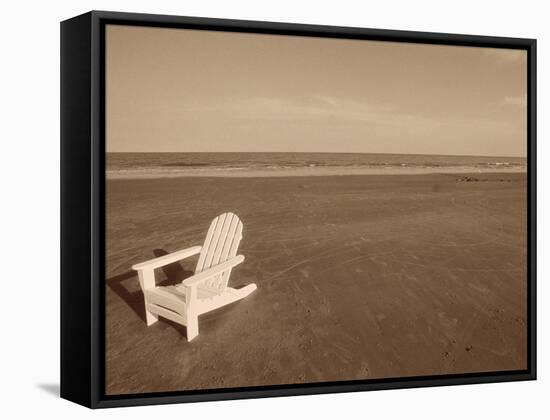 Lone Chair on Empty Beach-null-Framed Stretched Canvas