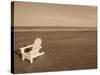 Lone Chair on Empty Beach-null-Stretched Canvas