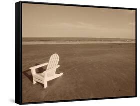 Lone Chair on Empty Beach-null-Framed Stretched Canvas