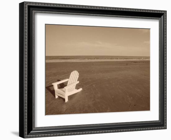 Lone Chair on Empty Beach-null-Framed Photographic Print