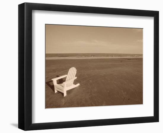 Lone Chair on Empty Beach-null-Framed Photographic Print