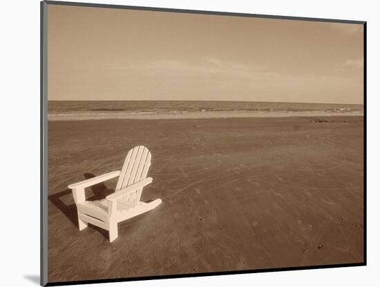 Lone Chair on Empty Beach-null-Mounted Photographic Print