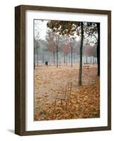 Lone Chair Sitting Amongst Fallen Leaves in Tuileries Gardens-Alfred Eisenstaedt-Framed Photographic Print