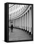 Lone Figure Walking along London's Park Crescent-johnbraid-Framed Stretched Canvas