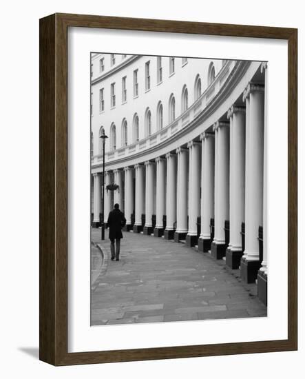 Lone Figure Walking along London's Park Crescent-johnbraid-Framed Photographic Print