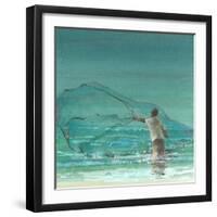 Lone Fisherman 3, 2015-Lincoln Seligman-Framed Giclee Print