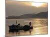 Lone Fisherman Casts His Net at Twilight off the Adriatic Coast-null-Mounted Photographic Print