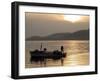 Lone Fisherman Casts His Net at Twilight off the Adriatic Coast-null-Framed Photographic Print