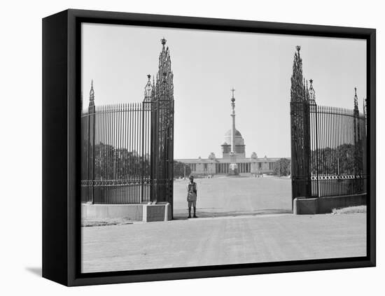 Lone Guard in Front of Viceroy's House-Philip Gendreau-Framed Stretched Canvas