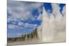 Lone Observer Watches Grand Geyser Erupt, Upper Geyser Basin, Yellowstone National Park-Eleanor Scriven-Mounted Photographic Print