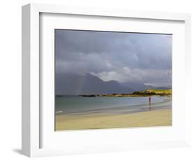 Lone Person on a Sandy Beach Under a Stormy Sky, Near Tully Cross, Connemara, Connacht-Gary Cook-Framed Photographic Print