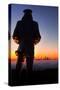 Lone Sailor Sunrise, Low Fog, San Francisco-Vincent James-Stretched Canvas