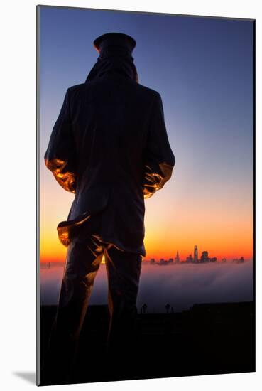 Lone Sailor Sunrise, Low Fog, San Francisco-Vincent James-Mounted Photographic Print