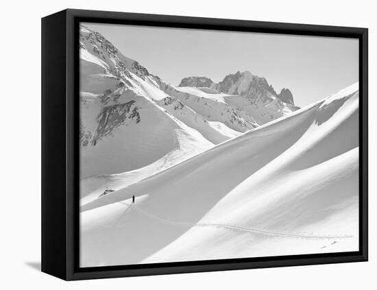 Lone Skier Shadowed by Mont Blanc-Philip Gendreau-Framed Stretched Canvas