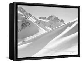 Lone Skier Shadowed by Mont Blanc-Philip Gendreau-Framed Stretched Canvas