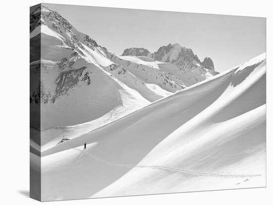 Lone Skier Shadowed by Mont Blanc-Philip Gendreau-Stretched Canvas