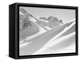 Lone Skier Shadowed by Mont Blanc-Philip Gendreau-Framed Stretched Canvas