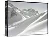 Lone Skier Shadowed by Mont Blanc-Bettmann-Stretched Canvas