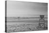 Lone Surfer Newport Rhode Island B/W-null-Stretched Canvas