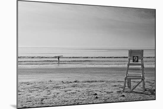 Lone Surfer Newport Rhode Island B/W-null-Mounted Photo