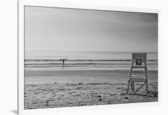 Lone Surfer Newport Rhode Island B/W-null-Framed Photo