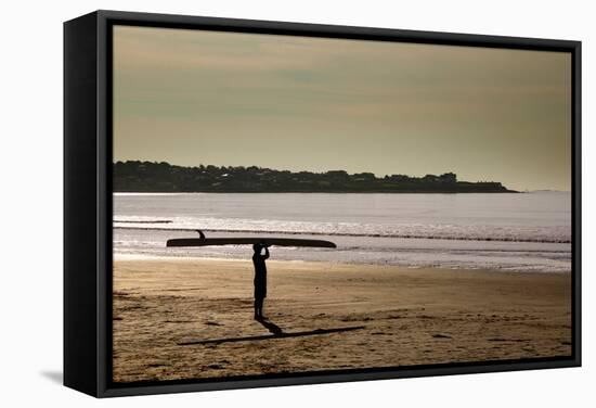 Lone Surfer Newport Rhode Island-null-Framed Stretched Canvas