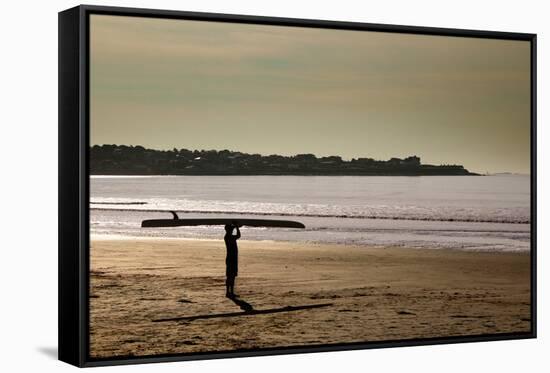 Lone Surfer Newport Rhode Island-null-Framed Stretched Canvas