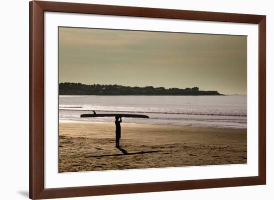 Lone Surfer Newport Rhode Island-null-Framed Photo