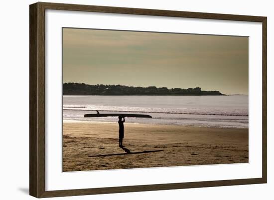 Lone Surfer Newport Rhode Island-null-Framed Photo