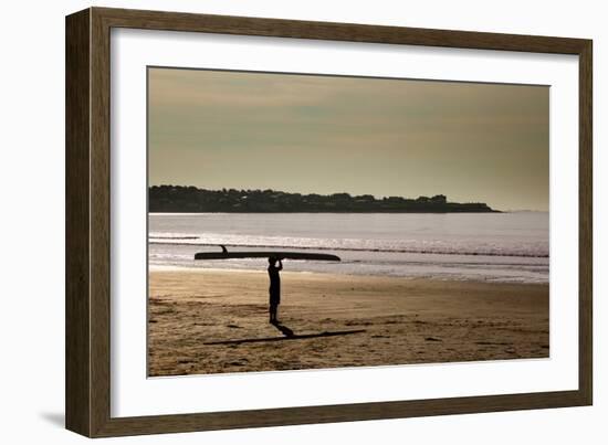 Lone Surfer Newport Rhode Island-null-Framed Photo