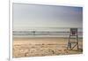 Lone Surfer on Newport Beach Rhode Island-null-Framed Photo