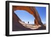 Lone Tourist Hiker at Wilson Arch, Near Moab, Utah, United States of America, North America-Neale Clark-Framed Photographic Print