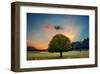 Lone Tree in Cloud Sunset-null-Framed Art Print