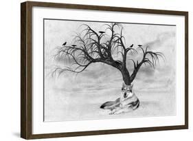 Lone Wolf And Tree-Ata Alishahi-Framed Giclee Print