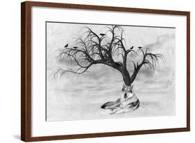 Lone Wolf And Tree-Ata Alishahi-Framed Giclee Print