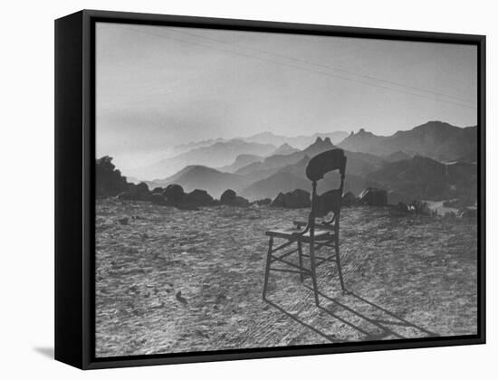 Lone Wooden Chair on Hillside Overlooking the Santa Lucia Mountain Range, California-Nina Leen-Framed Stretched Canvas