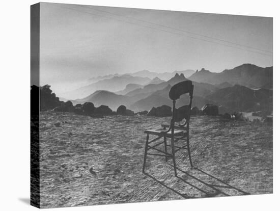 Lone Wooden Chair on Hillside Overlooking the Santa Lucia Mountain Range, California-Nina Leen-Stretched Canvas