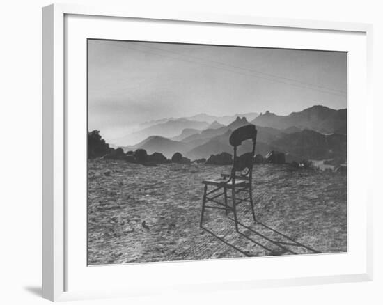 Lone Wooden Chair on Hillside Overlooking the Santa Lucia Mountain Range, California-Nina Leen-Framed Premium Photographic Print