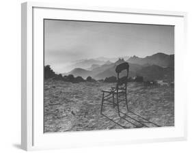 Lone Wooden Chair on Hillside Overlooking the Santa Lucia Mountain Range, California-Nina Leen-Framed Premium Photographic Print