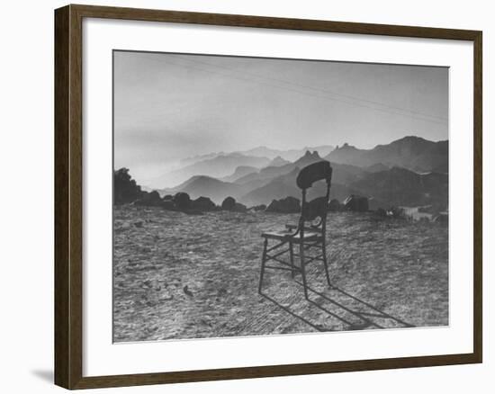 Lone Wooden Chair on Hillside Overlooking the Santa Lucia Mountain Range, California-Nina Leen-Framed Premium Photographic Print