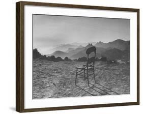 Lone Wooden Chair on Hillside Overlooking the Santa Lucia Mountain Range, California-Nina Leen-Framed Premium Photographic Print