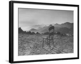 Lone Wooden Chair on Hillside Overlooking the Santa Lucia Mountain Range, California-Nina Leen-Framed Premium Photographic Print