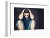 Lonely and Sad Young Man Sitting on the Floor with His Head between His Hands-Kamira-Framed Photographic Print