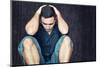 Lonely and Sad Young Man Sitting on the Floor with His Head between His Hands-Kamira-Mounted Photographic Print
